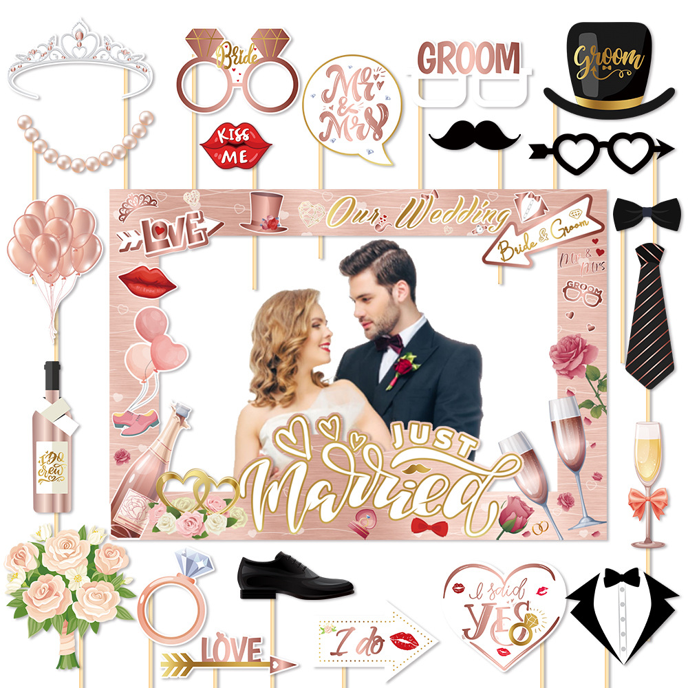 Bride and groom engagement paper photo frame photo props wedding party party supplies wedding decoration